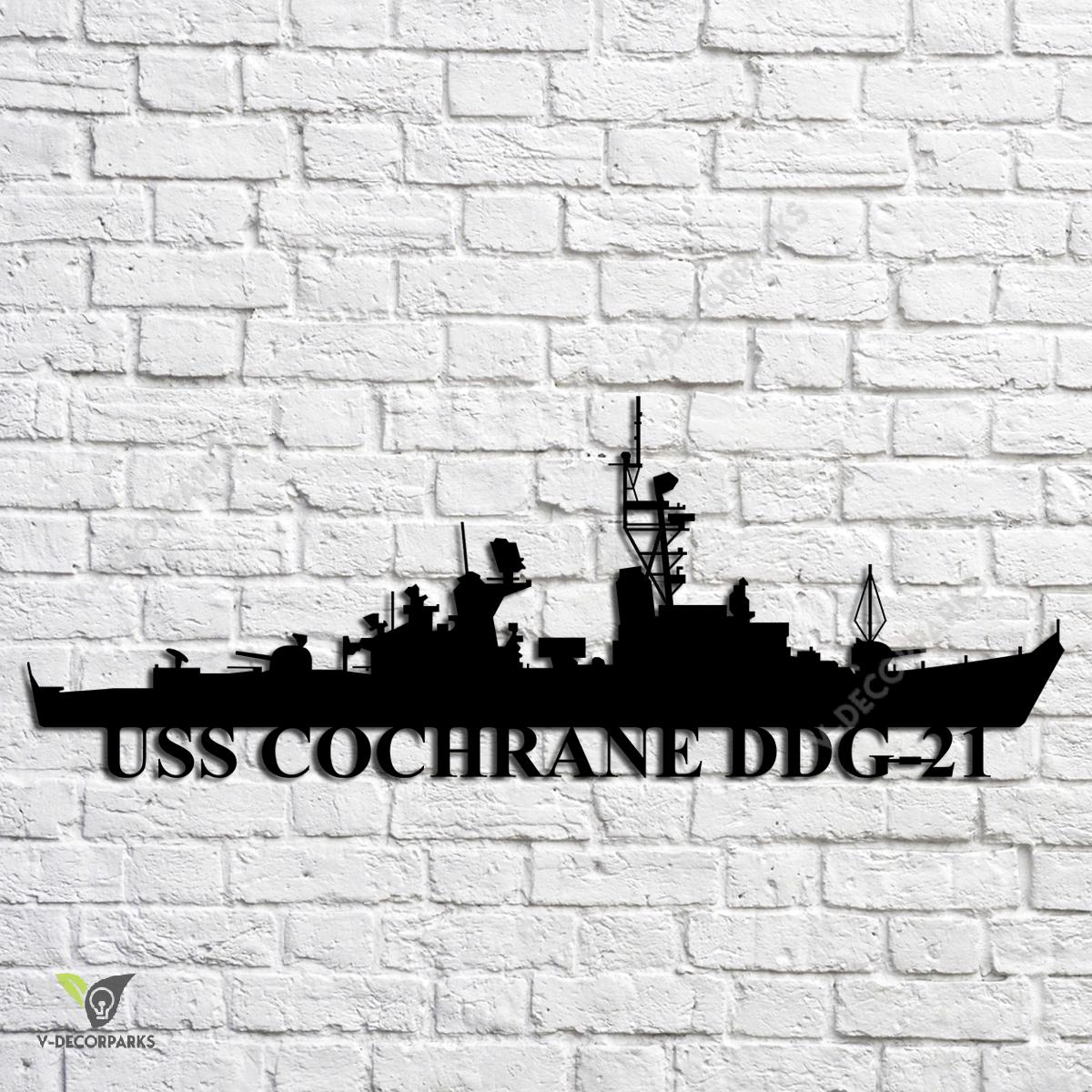 Uss Cochrane Ddg-21 Navy Ship Metal Art, Navy Ships Silhouette Metal ...