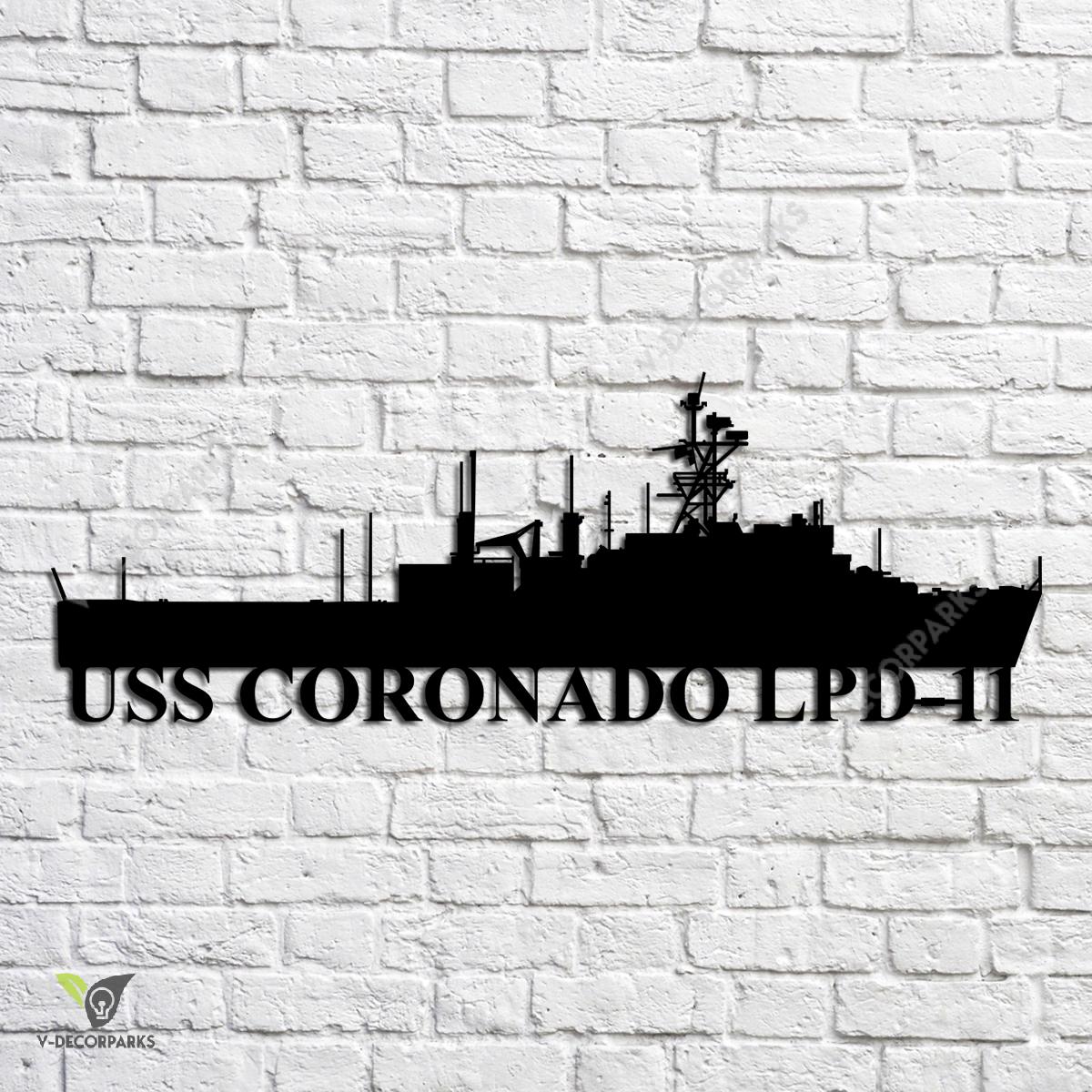 Uss Coronado Lpd-11 Navy Ship Metal Art, Navy Ships Silhouette Metal ...