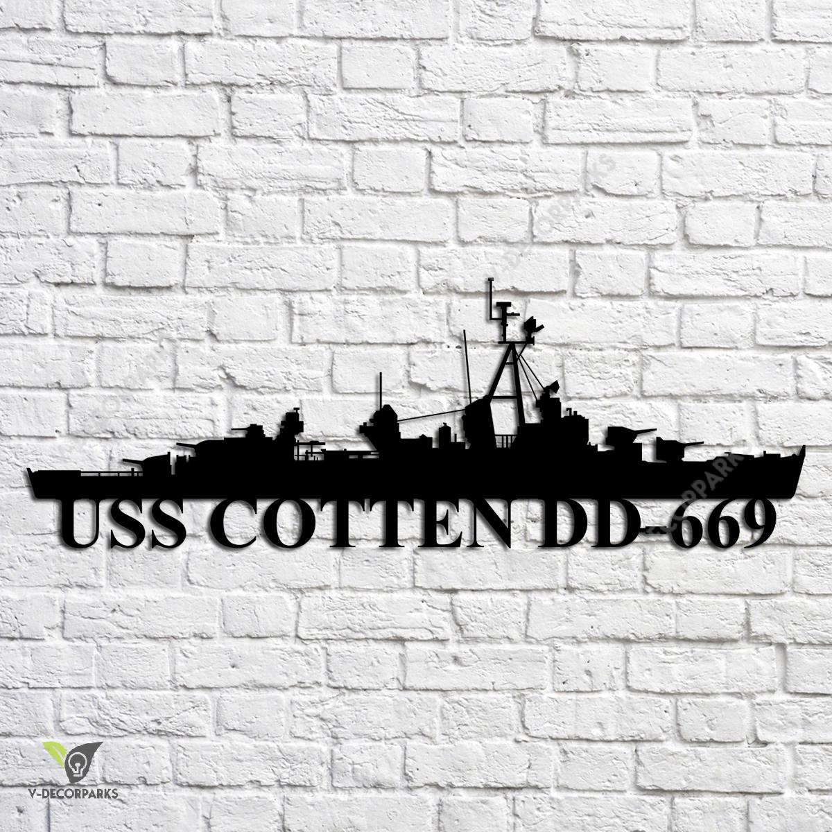 Uss Cotten Dd-669 Navy Ship Metal Art, Navy Ships Silhouette Metal Gift ...