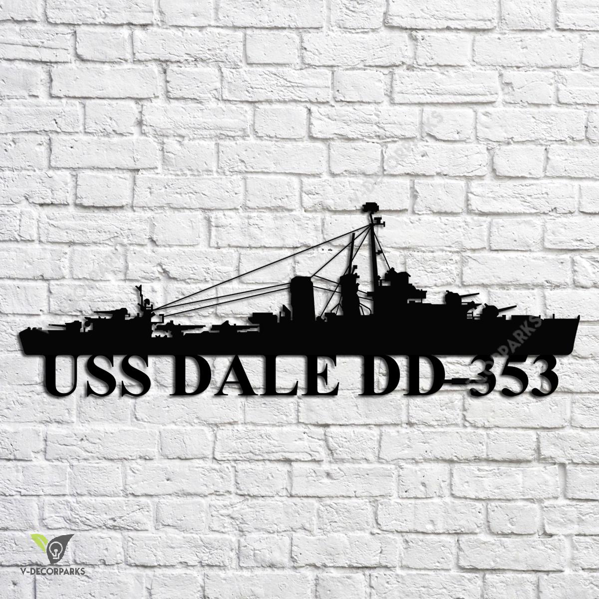 Uss Dale Dd-353 Navy Ship Metal Art, Navy Ships Silhouette Metal Gift ...