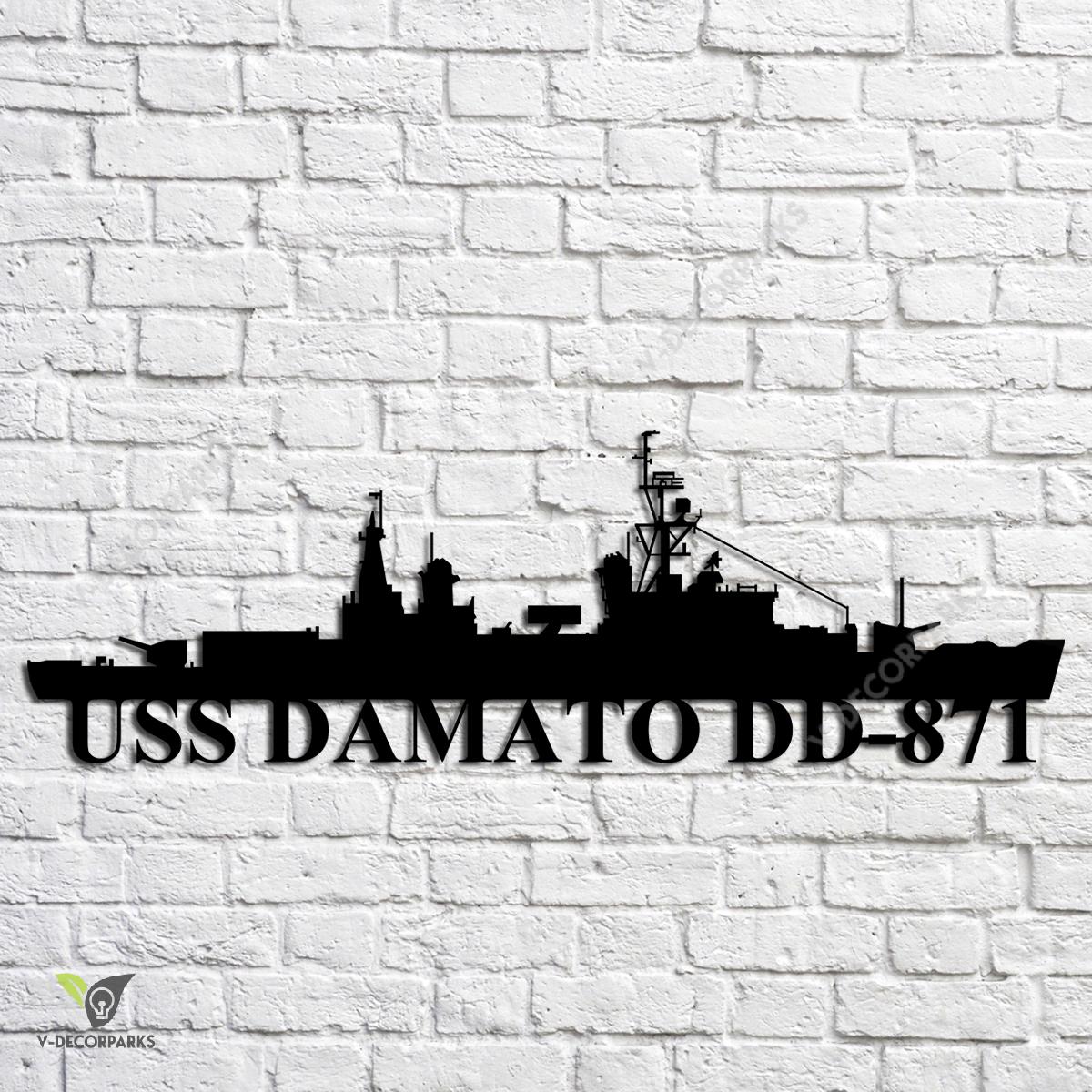 Uss Damato Dd-871 Navy Ship Metal Art, Navy Ships Silhouette Metal Gift ...