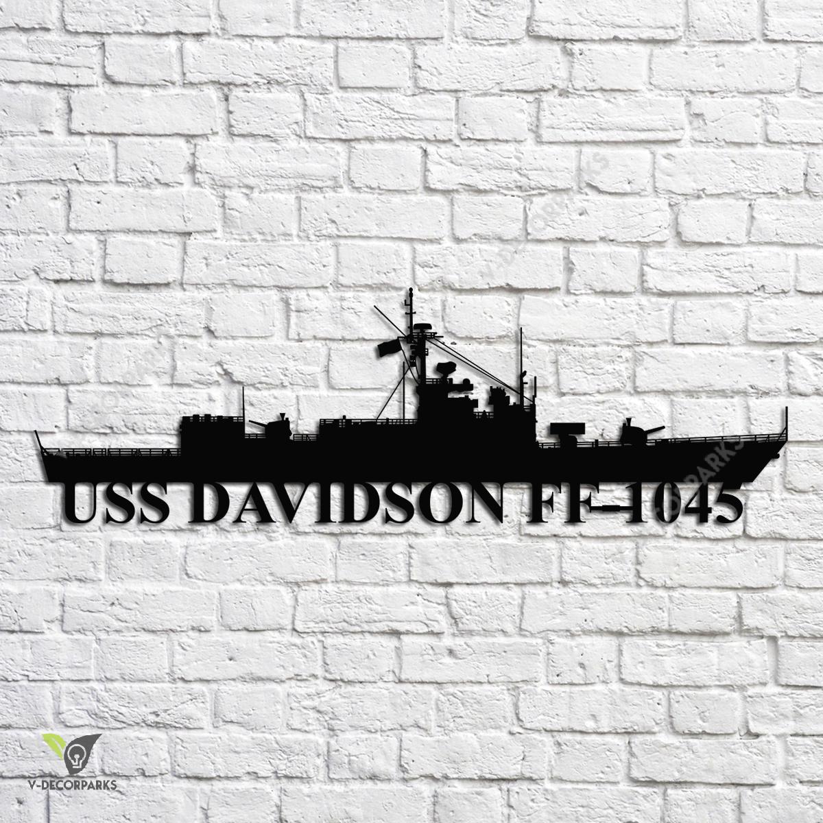 Uss Davidson Ff-1045 Navy Ship Metal Art, Navy Ships Silhouette Metal ...