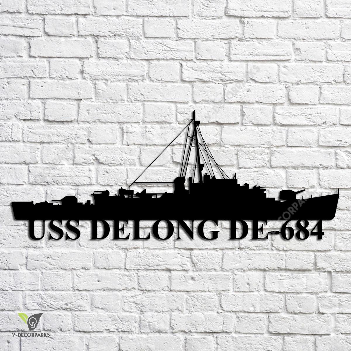 Uss Delong De-684 Navy Ship Metal Art, Navy Ships Silhouette Metal Gift ...