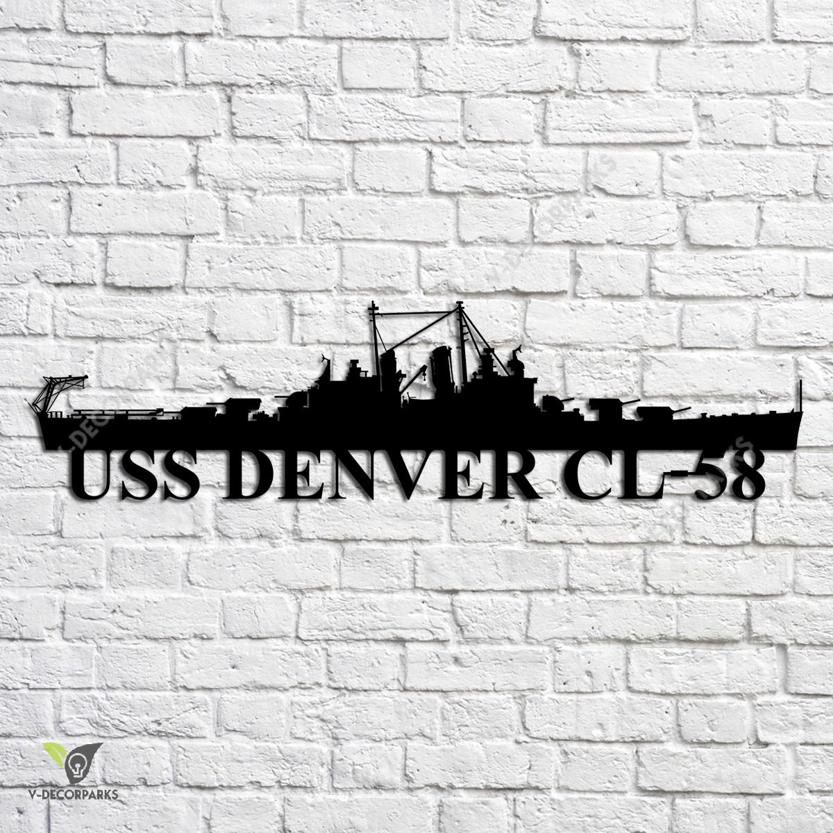 Uss Denver Cl 58 Navy Ship Metal Art, Navy Ships Silhouette Metal Gift ...