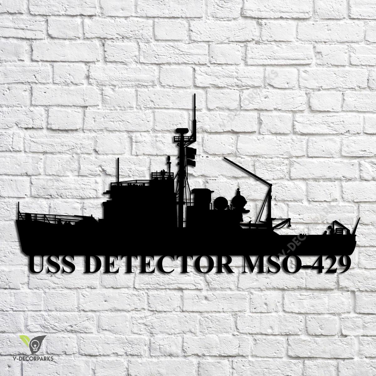 Uss Detector Mso-429 Navy Ship Metal Art, Navy Ships Silhouette Metal ...