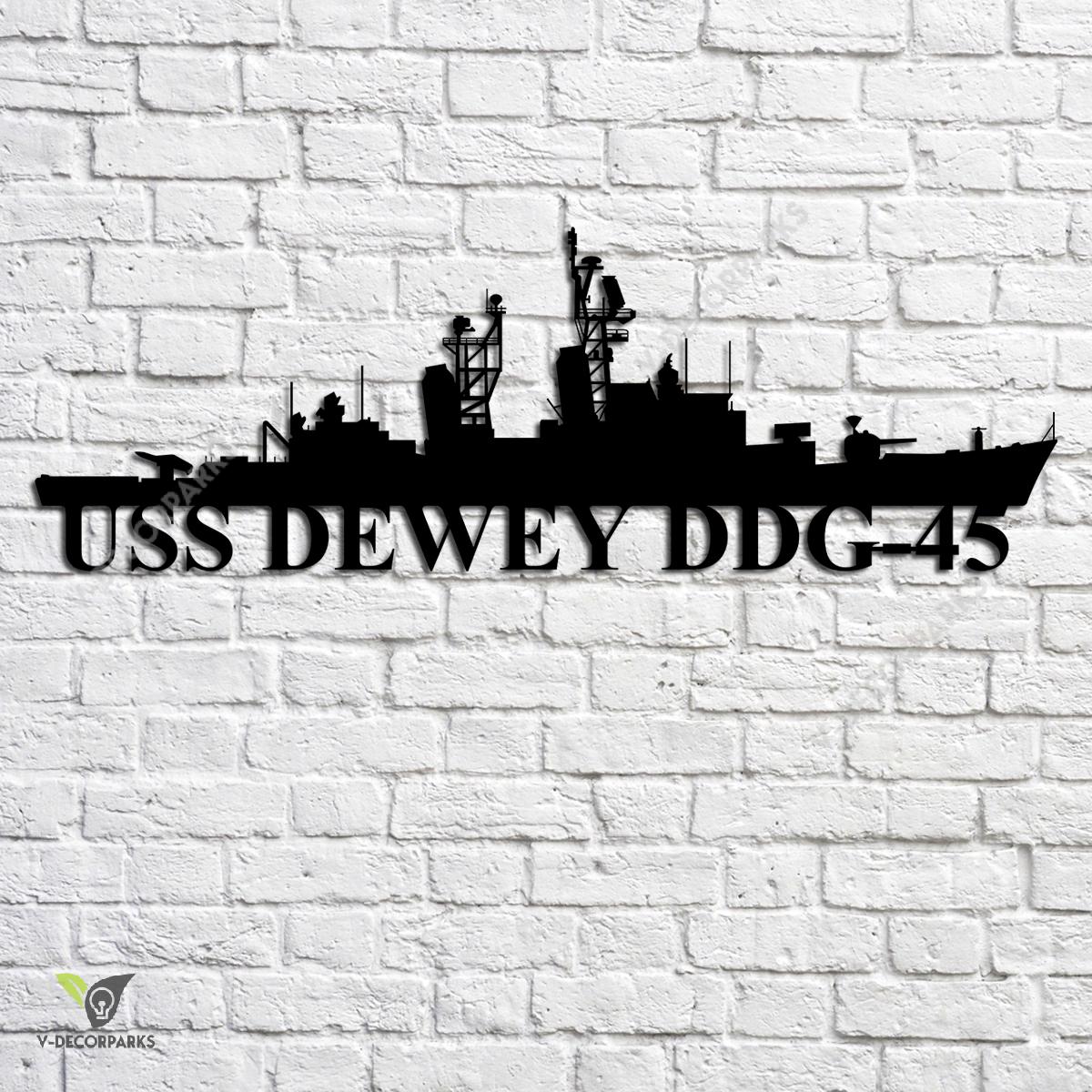 Uss Dewey Ddg-45 Navy Ship Metal Art, Navy Ships Silhouette Metal Gift ...