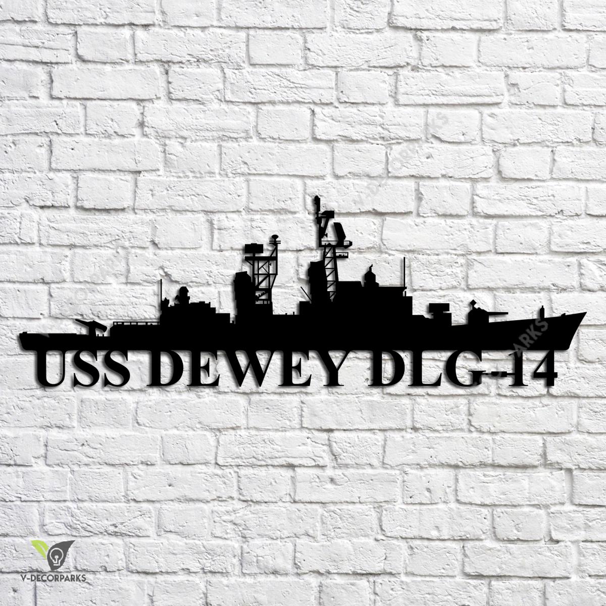 Uss Dewey Dlg-14 Navy Ship Metal Art, Navy Ships Silhouette Metal Gift ...