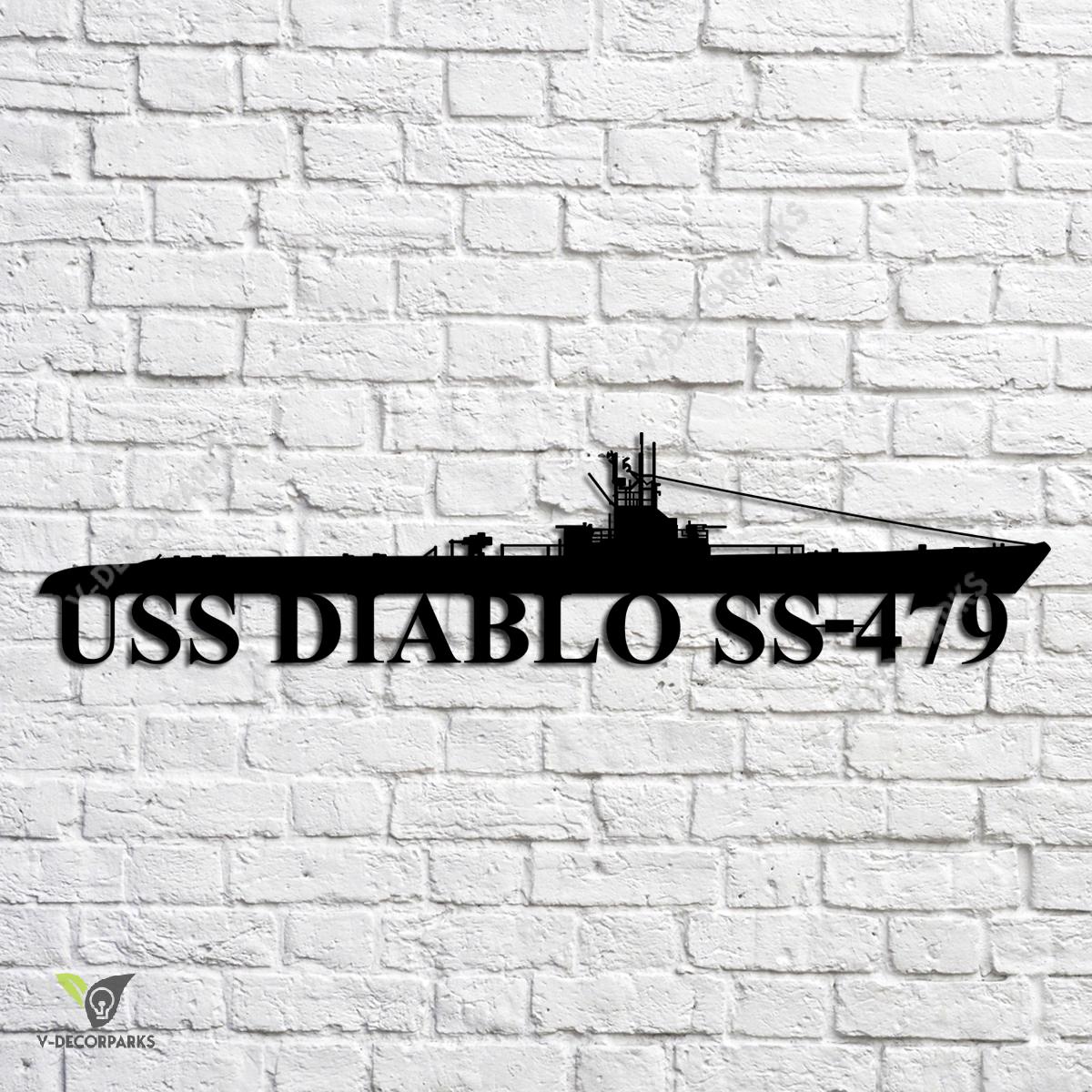 Uss Diablo Ss-479 Navy Ship Metal Art, Navy Ships Silhouette Metal Gift ...