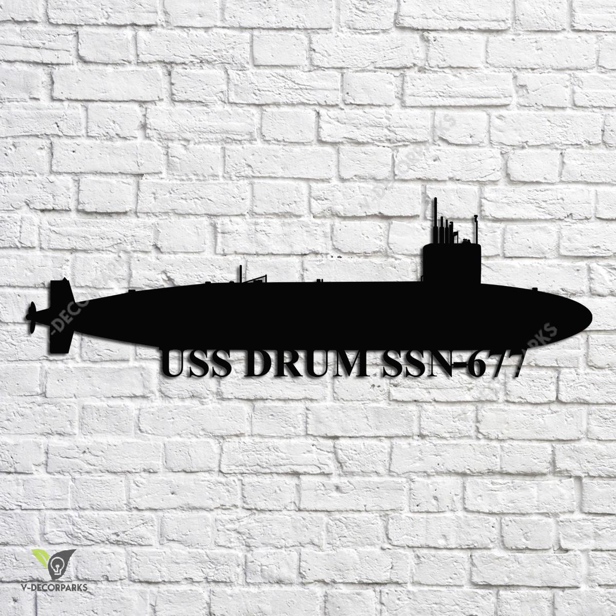 Uss Drum Ssn 677 Navy Ship Metal Art Navy Ships Silhouette Metal T For Navy Veteran Custom