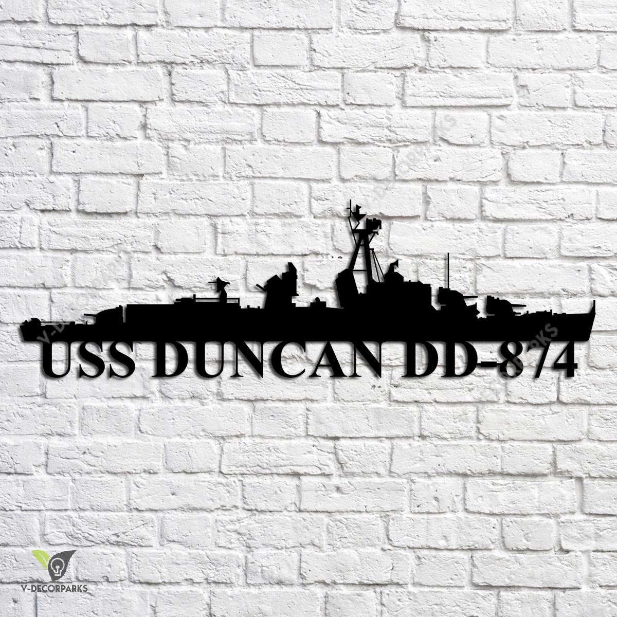 Uss Duncan Dd-874 Navy Ship Metal Art, Navy Ships Silhouette Metal Gift ...