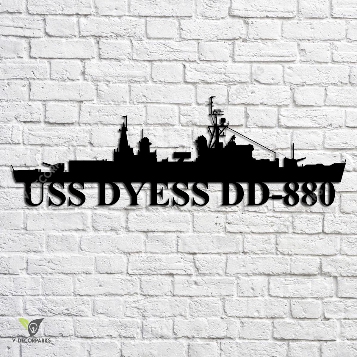 Uss Dyess Dd-880 Navy Ship Metal Art, Navy Ships Silhouette Metal Gift ...