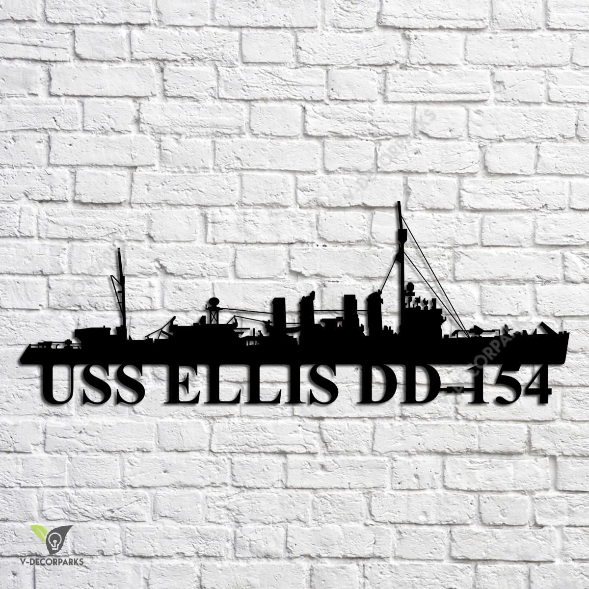 Uss Ellis Dd-154 Navy Ship Metal Art, Navy Ships Silhouette Metal Gift ...