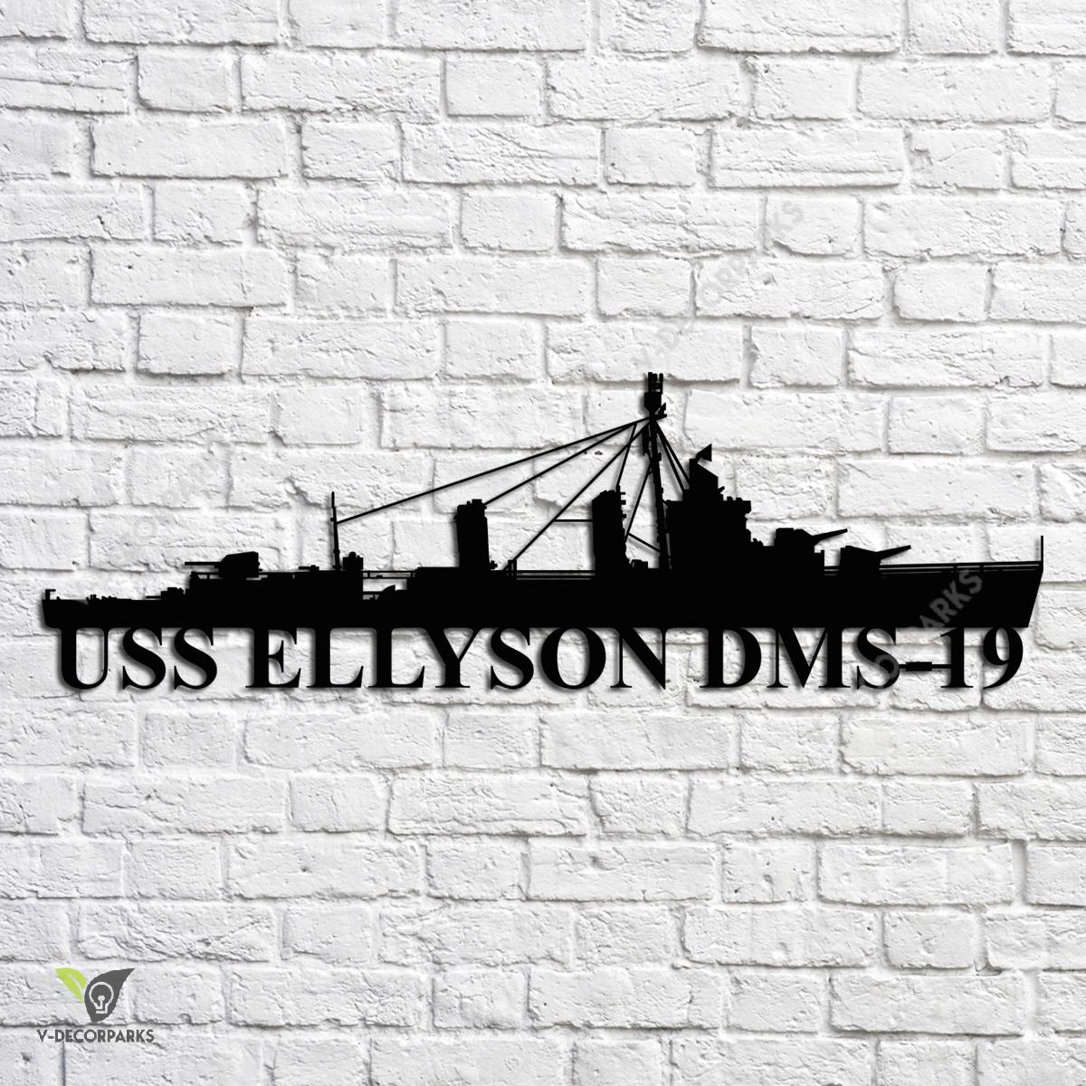 Uss Ellyson Dms-19 Navy Ship Metal Art, Navy Ships Silhouette Metal