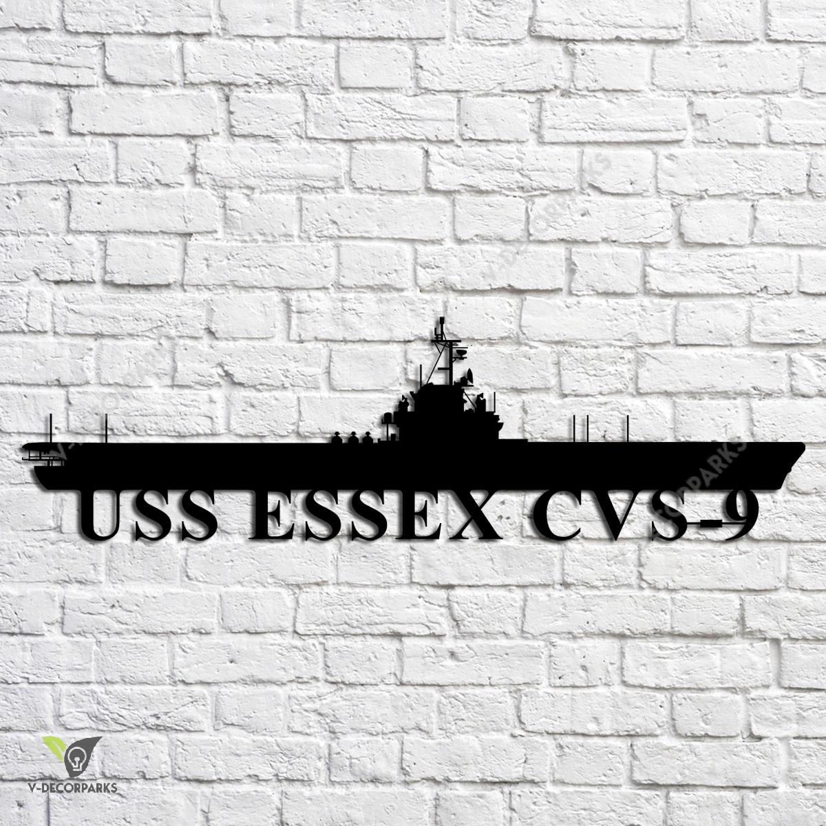 Uss Essex Cvs-9 Navy Ship Metal Art, Navy Ships Silhouette Metal Gift ...