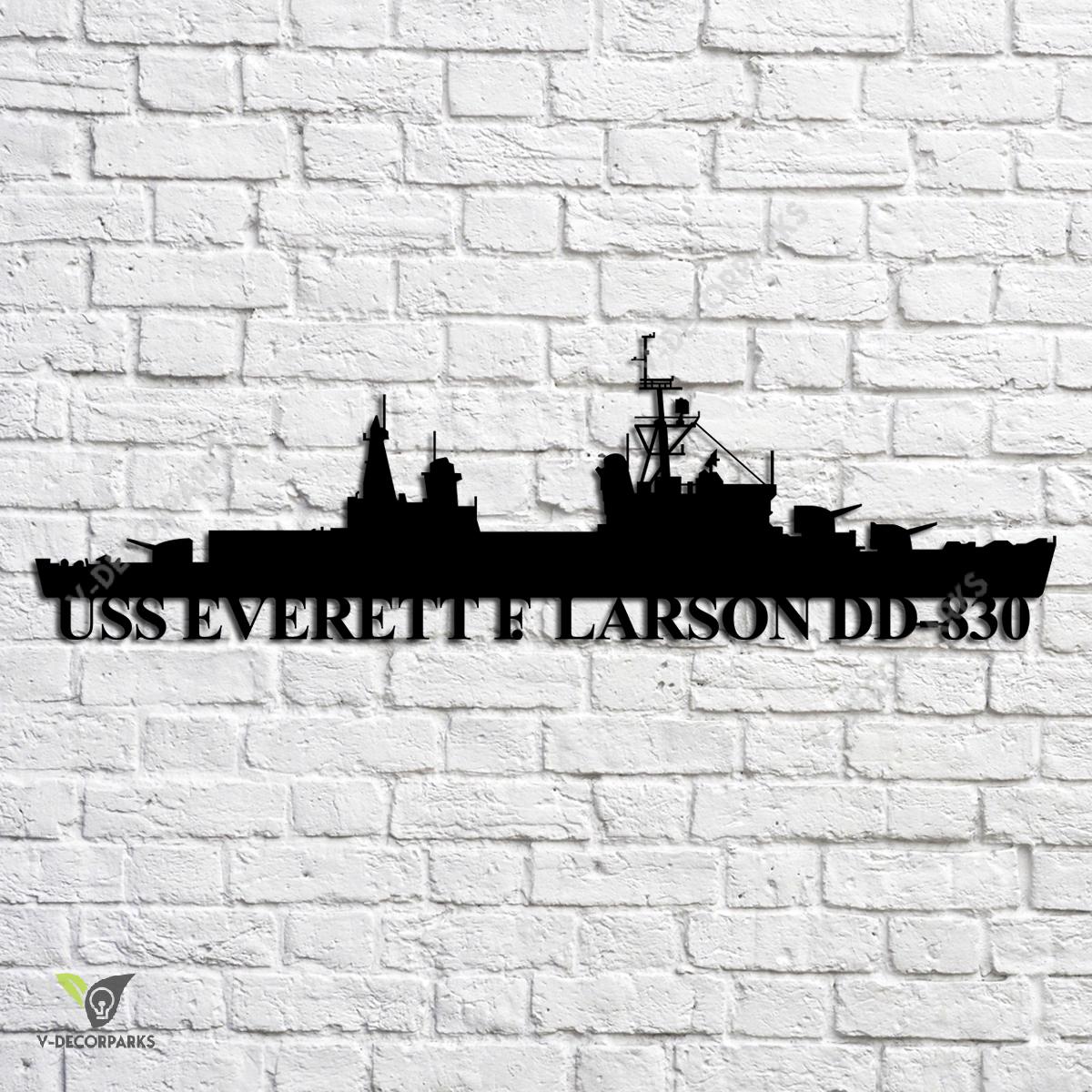 Uss Everett F. Larson Dd-830 Navy Ship Metal Art, Navy Ships Silhouette ...