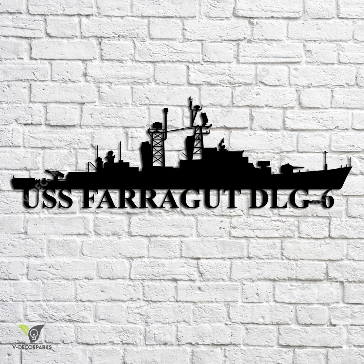 Uss Farragut Dlg-6 Navy Ship Metal Art, Navy Ships Silhouette Metal 