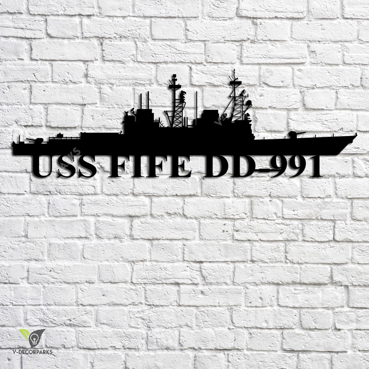 Uss Fife Dd-991 Navy Ship Metal Art, Navy Ships Silhouette Metal Gift ...