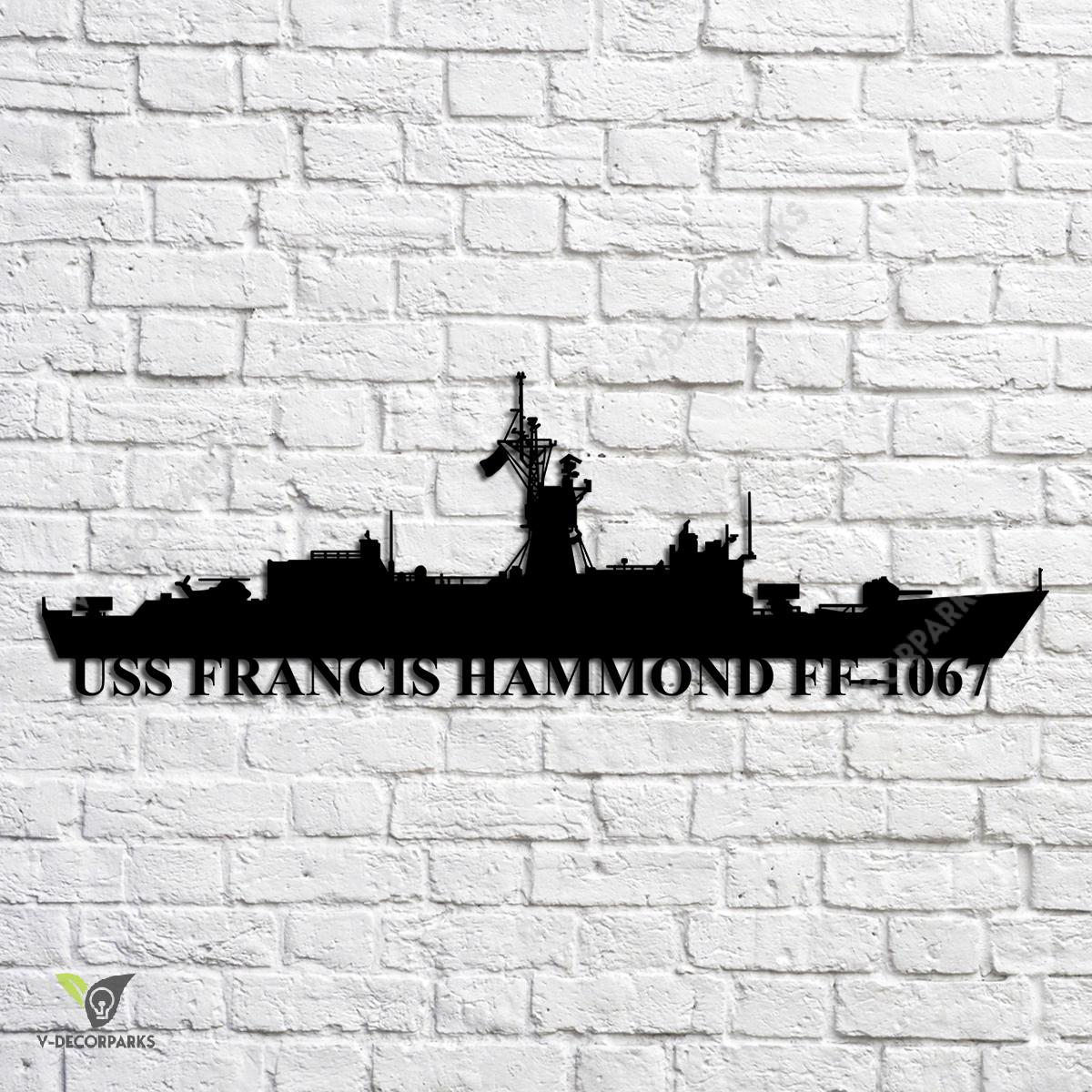 Uss Francis Hammond Ff-1067 Navy Ship Metal Art, Navy Ships Silhouette ...