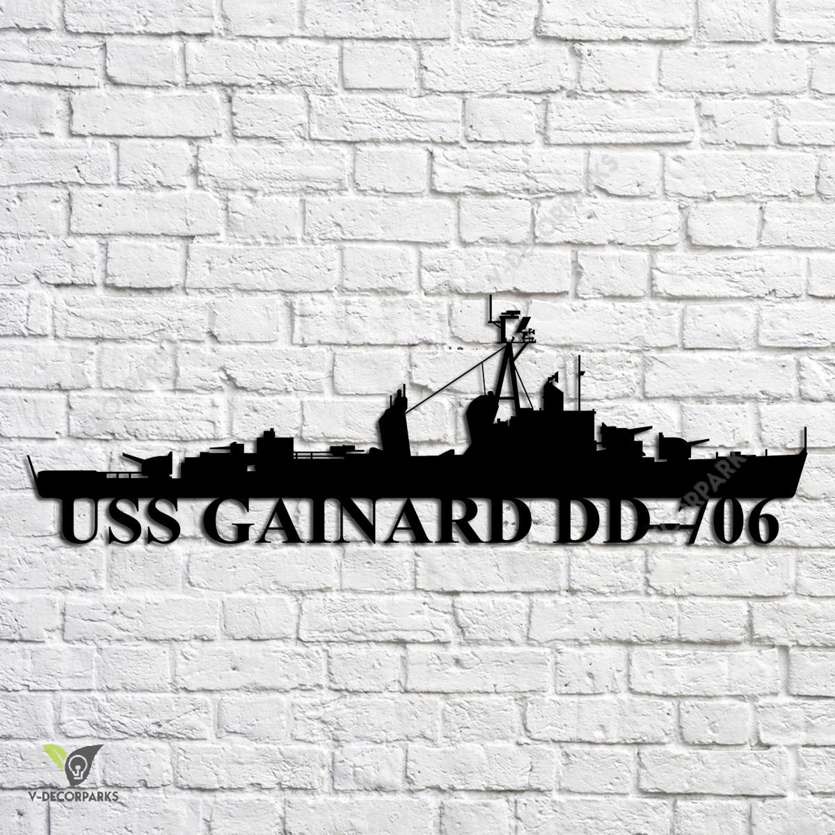 Uss Gainard Dd-706 Navy Ship Metal Art, Navy Ships Silhouette Metal ...