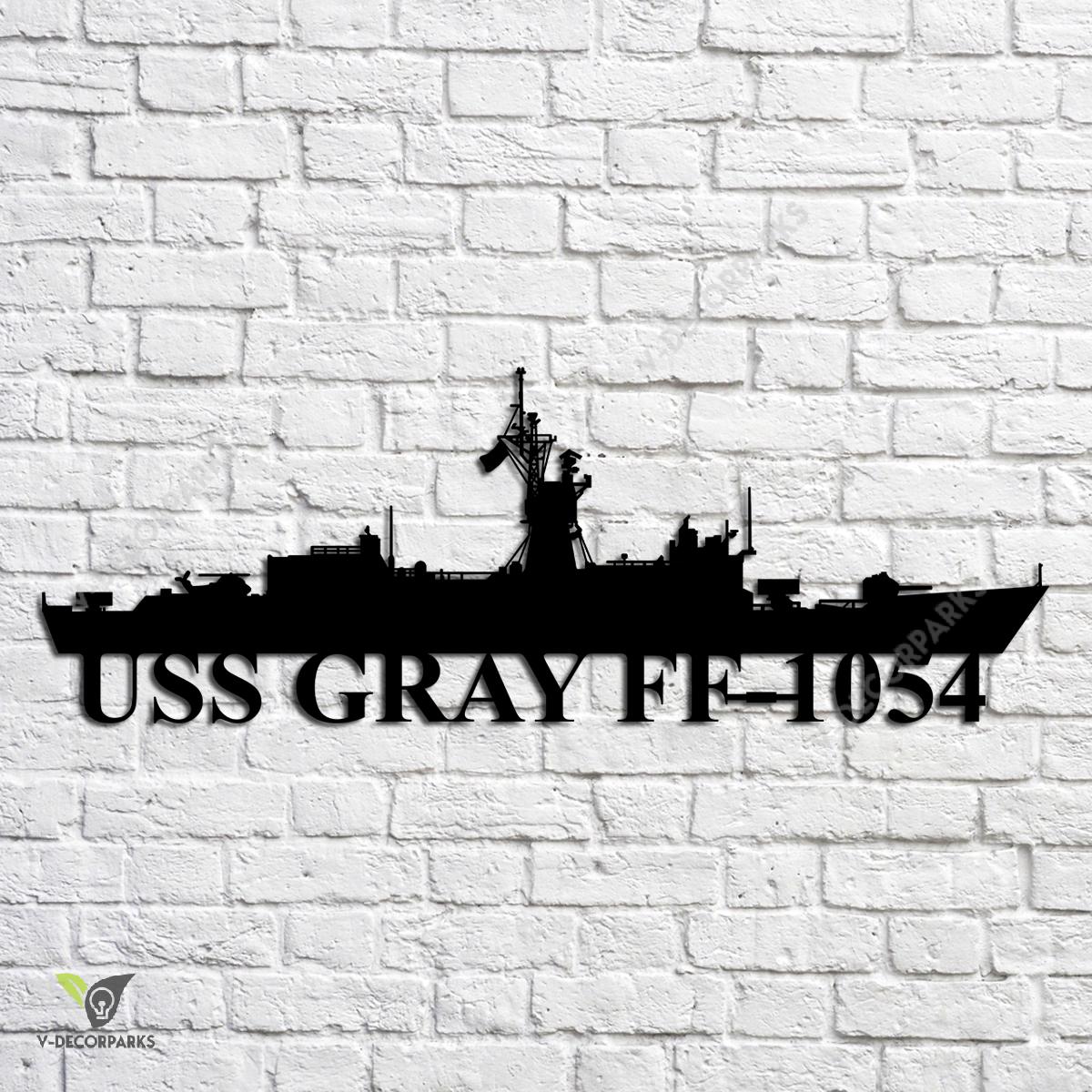 Uss Gray Ff-1054 Navy Ship Metal Art, Navy Ships Silhouette Metal Gift ...