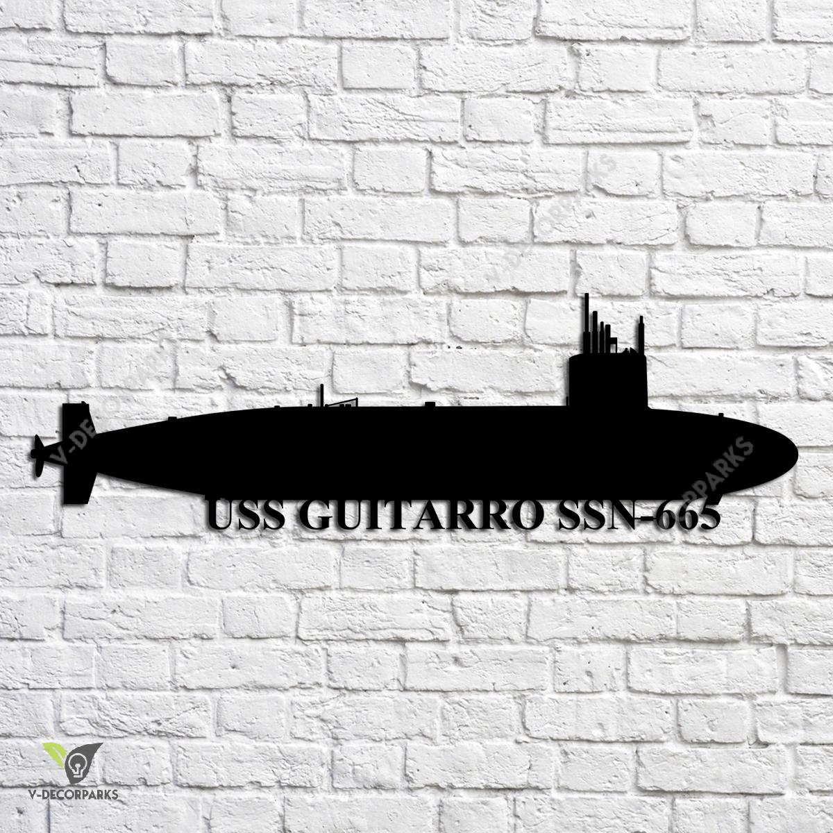 Uss Guitarro Ssn-665 Navy Ship Metal Art, Navy Ships Silhouette Metal ...