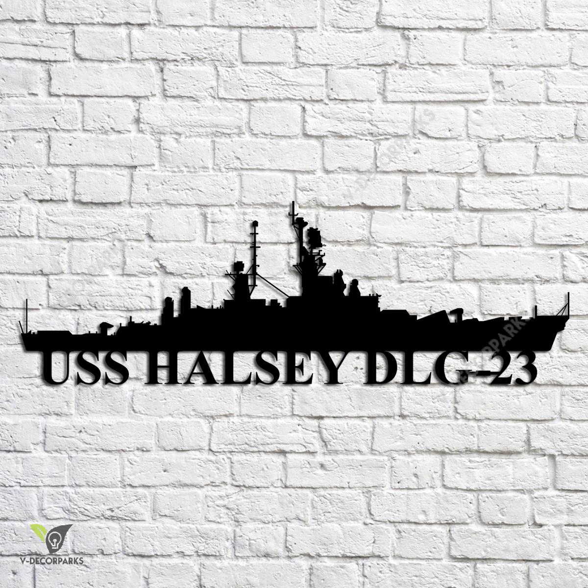 Uss Halsey Dlg-23 Navy Ship Metal Art, Navy Ships Silhouette Metal Gift ...