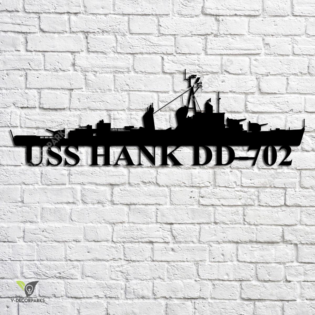 Uss Hank Dd-702 Navy Ship Metal Art, Navy Ships Silhouette Metal Gift ...