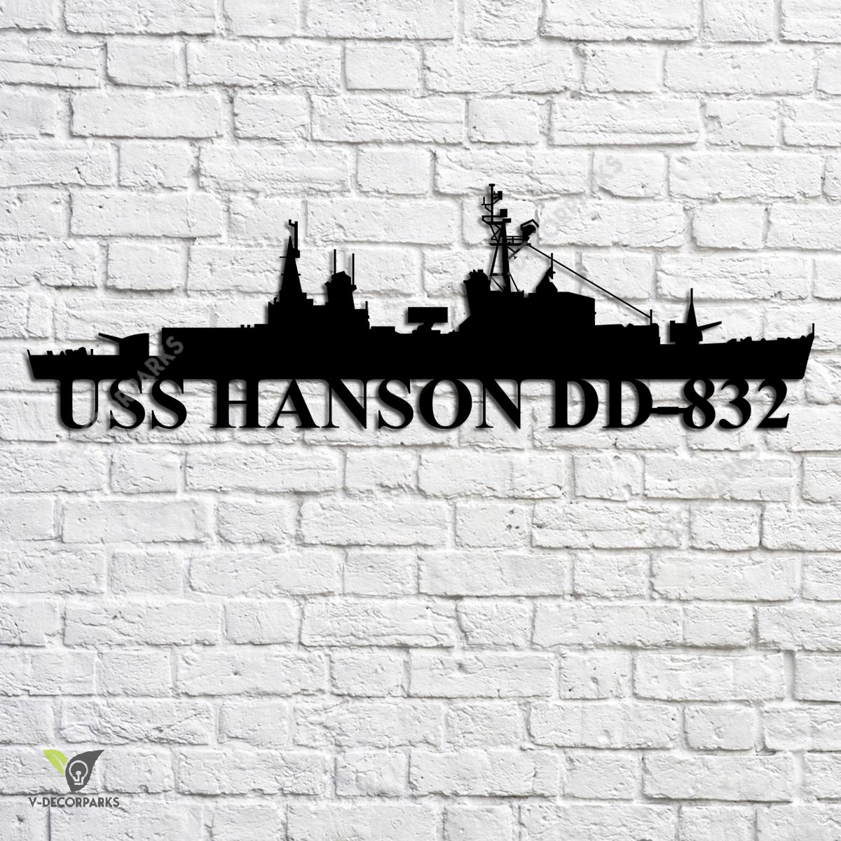 Uss Hanson Dd-832 Navy Ship Metal Art, Navy Ships Silhouette Metal Gift ...