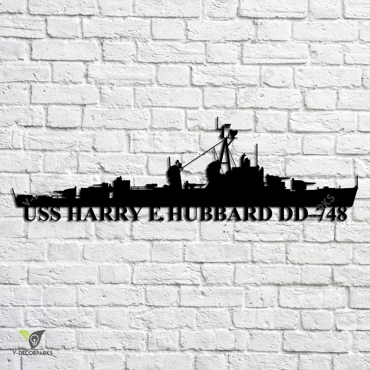 Uss Harry E. Hubbard Dd-748 Navy Ship Metal Art, Navy Ships Silhouette ...