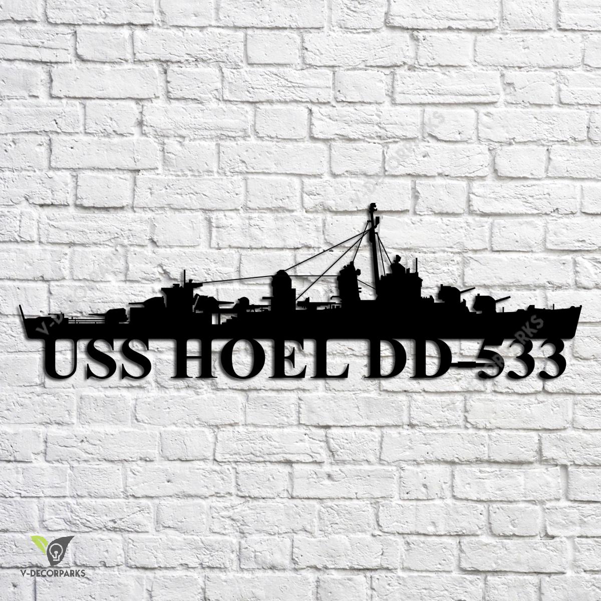 uss-hoel-dd-533-navy-ship-metal-art-navy-ships-silhouette-metal-gift