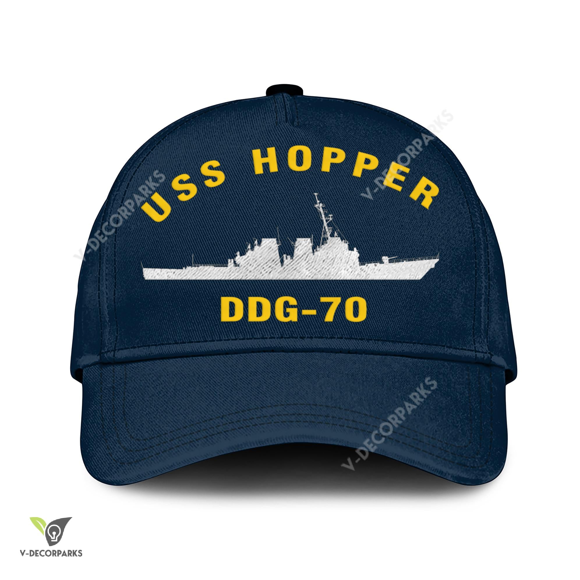 Uss Hopper Ddg70 Classic Baseball Cap Gift For Navy Veteran, Custom Print/embroidered Us Navy