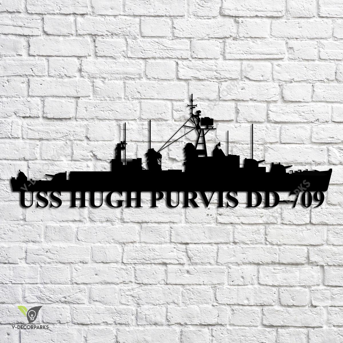 Uss Hugh Purvis Dd-709 Navy Ship Metal Art, Navy Ships Silhouette Metal ...