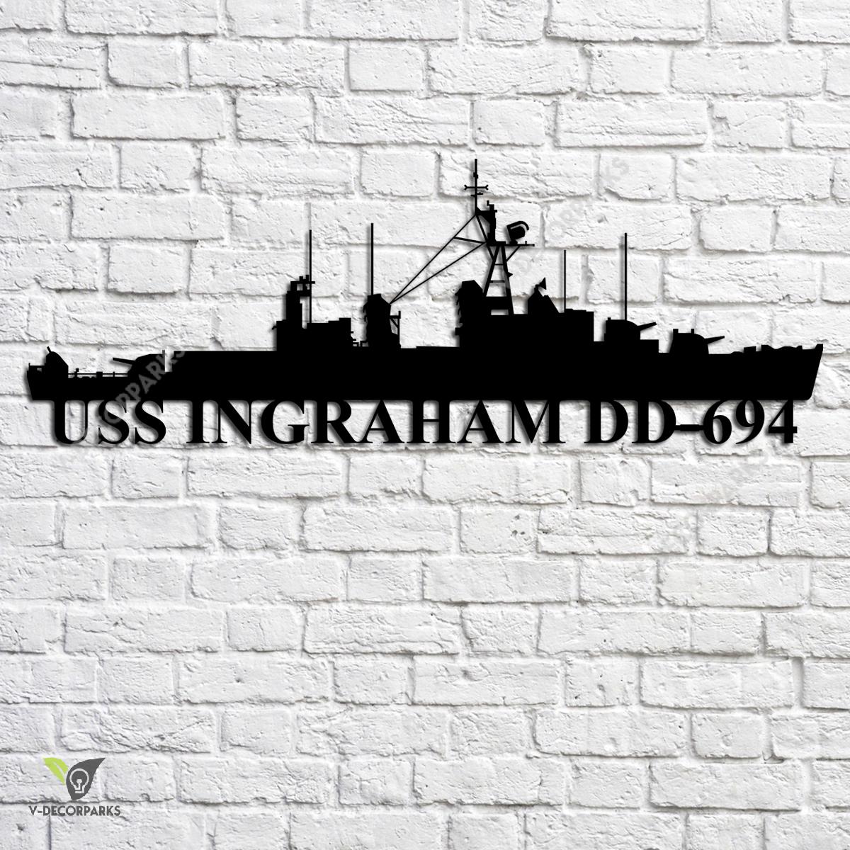 Uss Ingraham Dd-694 Navy Ship Metal Art, Navy Ships Silhouette Metal ...