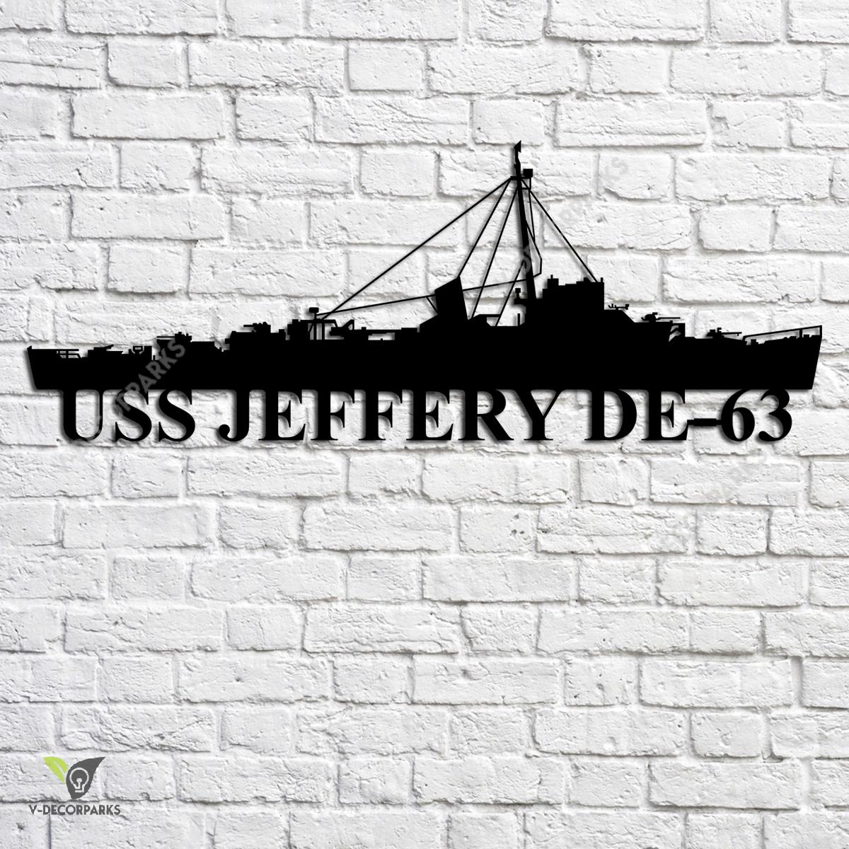 Uss Jeffery De-63 Navy Ship Metal Art, Navy Ships Silhouette Metal Gift ...