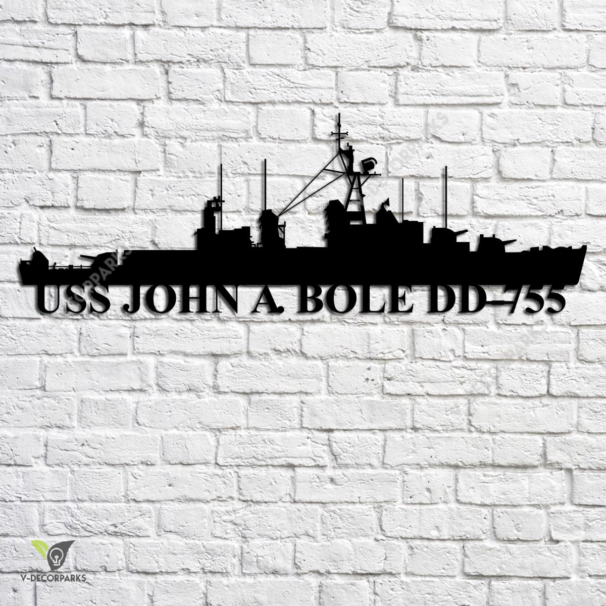 Uss John A. Bole Dd-755 Navy Ship Metal Art, Navy Ships Silhouette ...