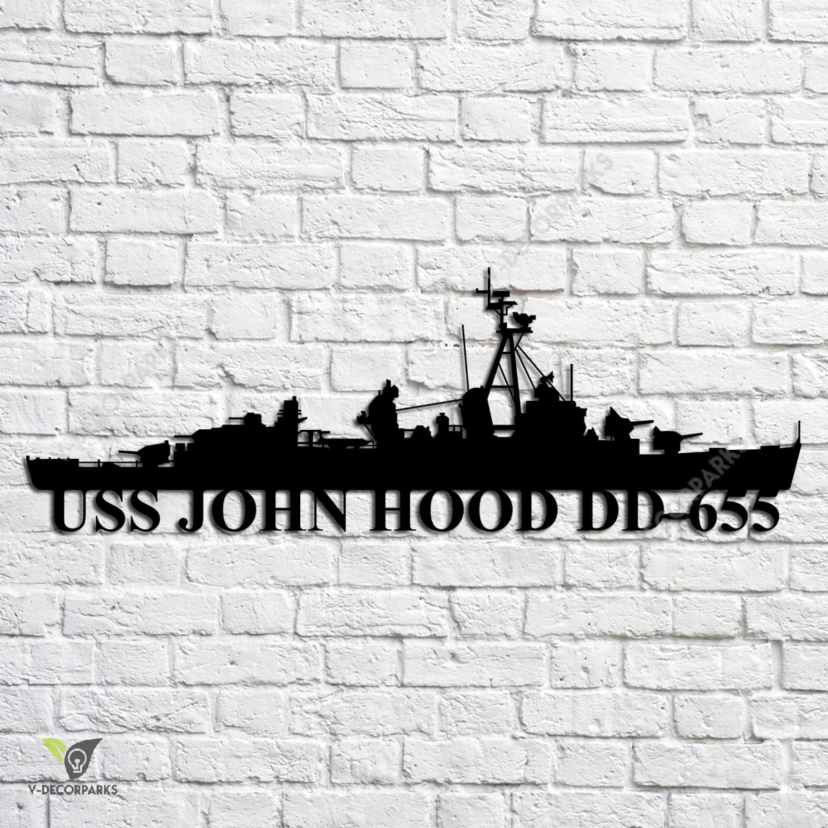 Uss John Hood Dd-655 Navy Ship Metal Art, Navy Ships Silhouette Metal ...