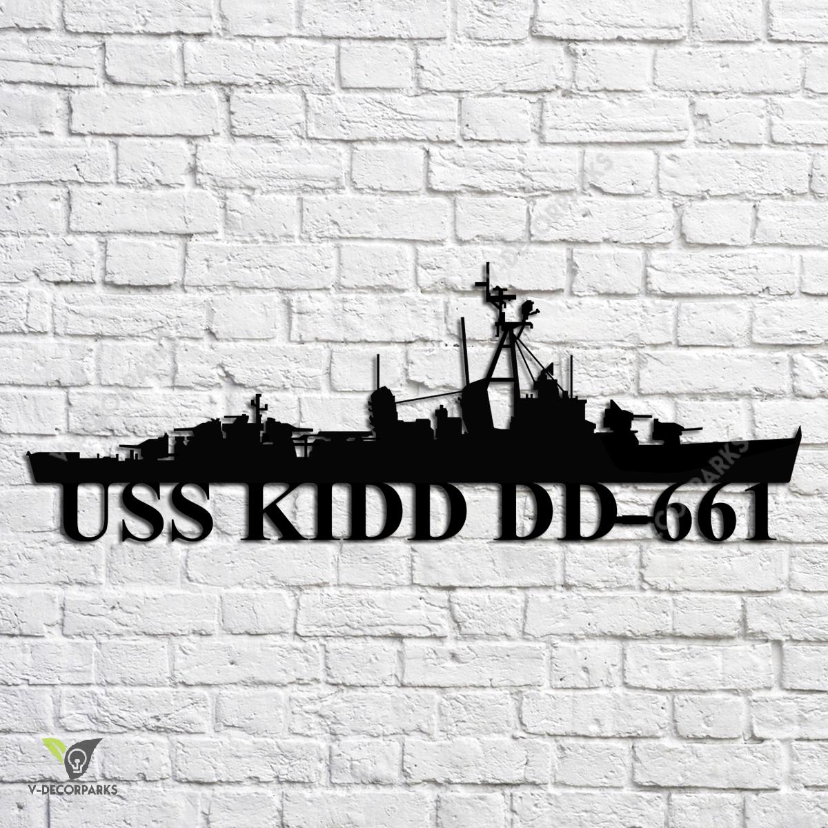 Uss Kidd Dd-661 Navy Ship Metal Art, Navy Ships Silhouette Metal Gift ...