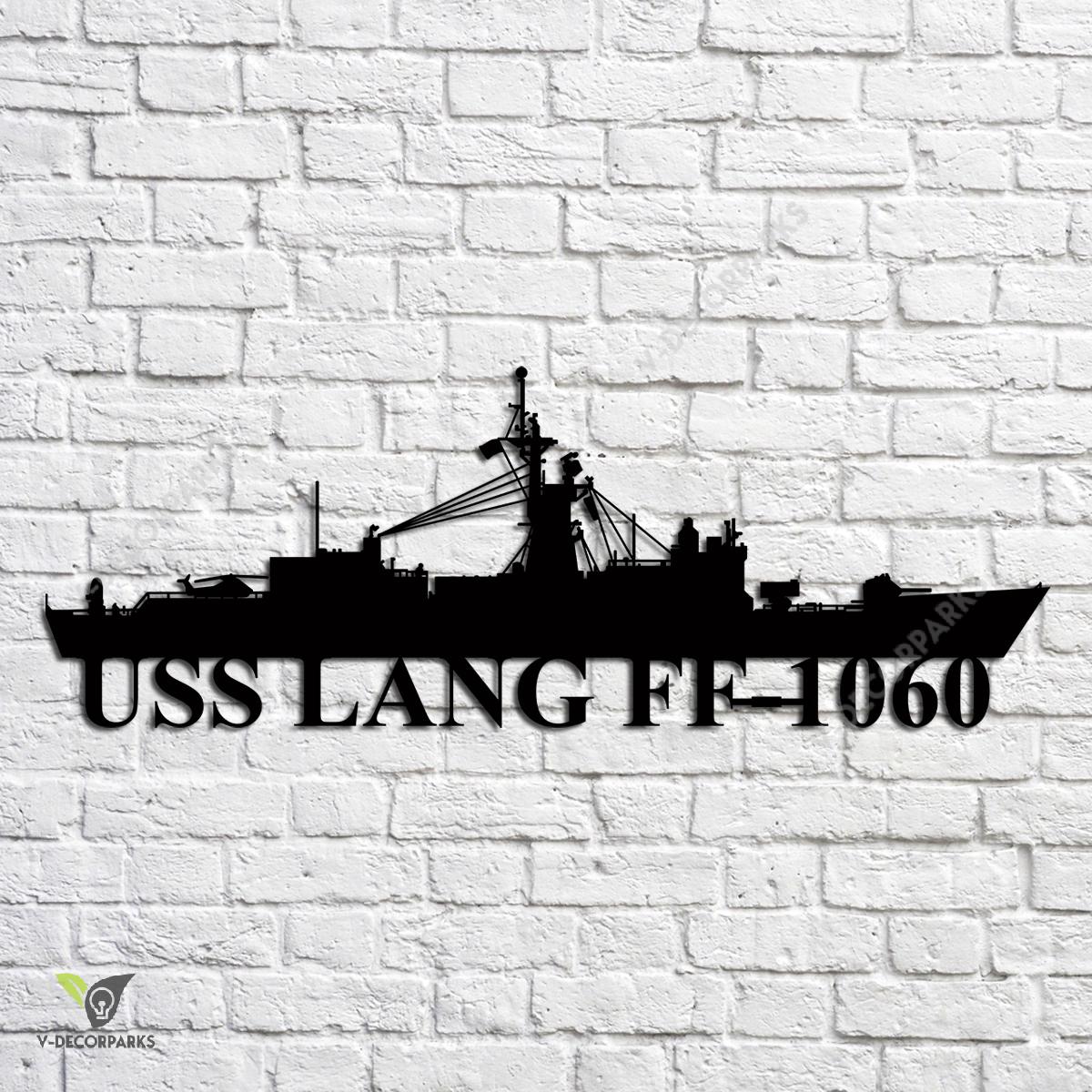 Uss Lang Ff-1060 Navy Ship Metal Art, Navy Ships Silhouette Metal Gift ...