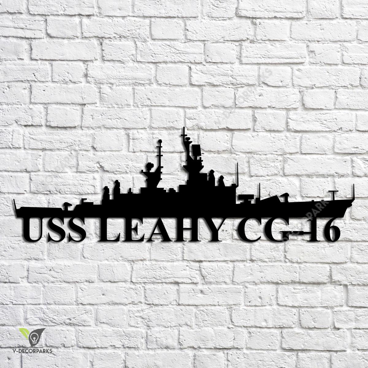 Uss Leahy Cg-16 Navy Ship Metal Art, Navy Ships Silhouette Metal Gift ...