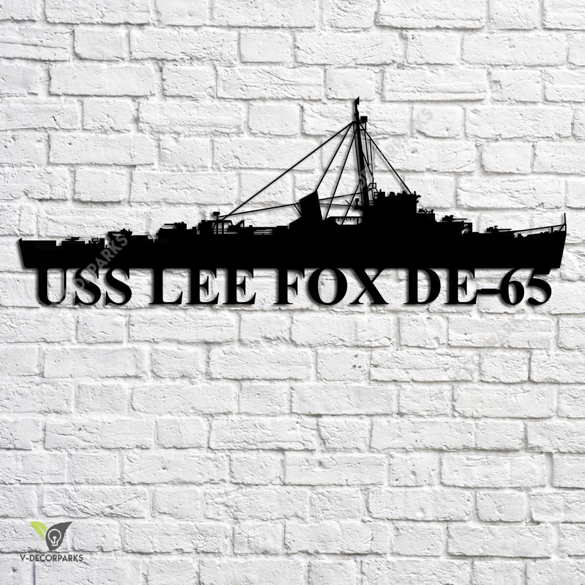 Uss Lee Fox De-65 Navy Ship Metal Art, Navy Ships Silhouette Metal Gift 