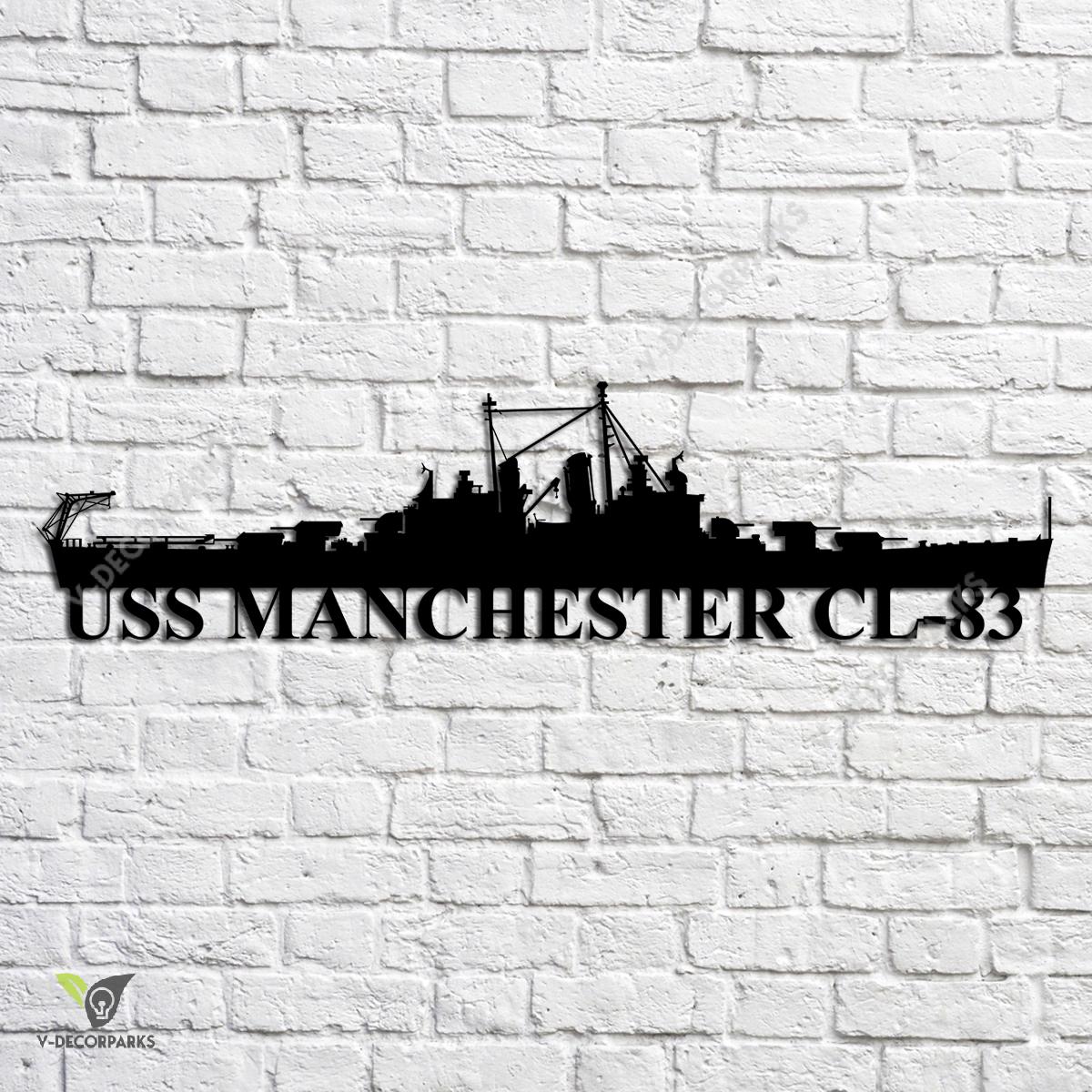 Uss Manchester Cl-83 Navy Ship Metal Art, Navy Ships Silhouette Metal ...