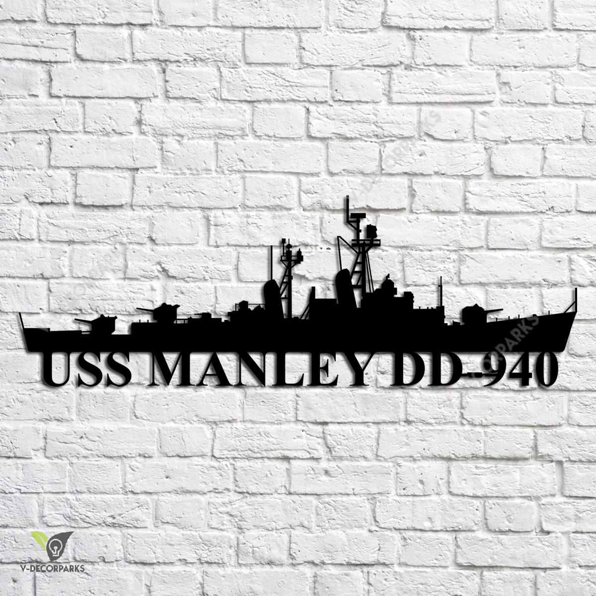 Uss Manley Dd-940 Navy Ship Metal Art, Navy Ships Silhouette Metal Gift ...