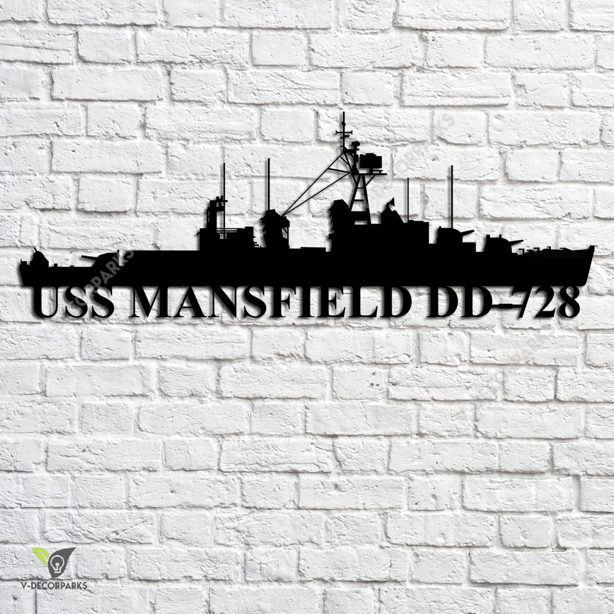 Uss Mansfield Dd-728 Navy Ship Metal Art, Navy Ships Silhouette Metal ...