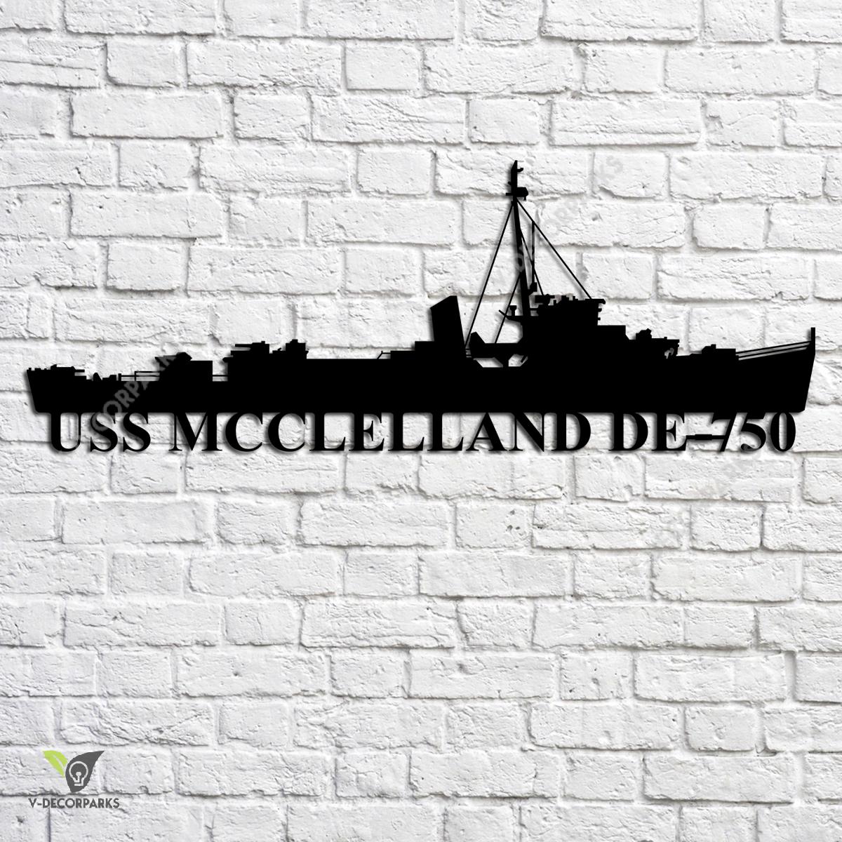 Uss Mcclelland De-750 Navy Ship Metal Art, Navy Ships Silhouette Metal ...