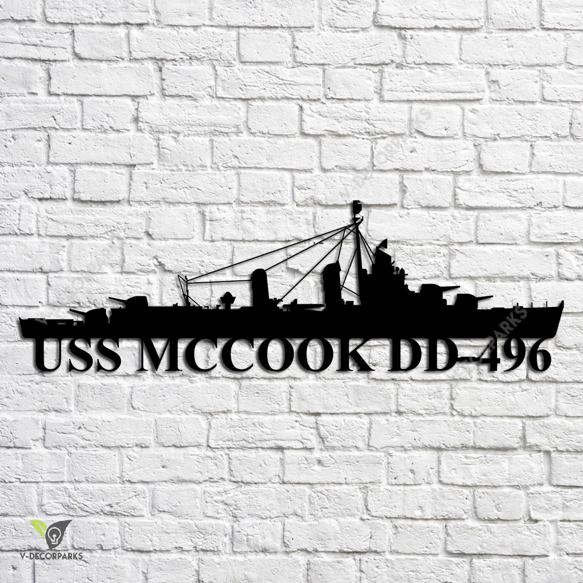 Uss Mccook Dd-496 Navy Ship Metal Art, Navy Ships Silhouette Metal Gift ...