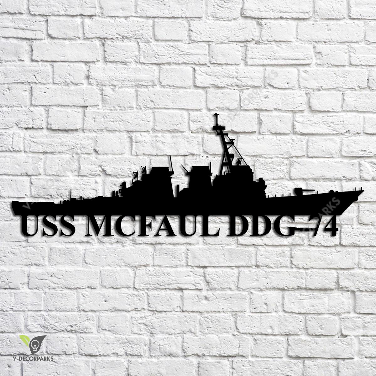 Uss Mcfaul Ddg-74 Navy Ship Metal Art, Navy Ships Silhouette Metal Gift ...