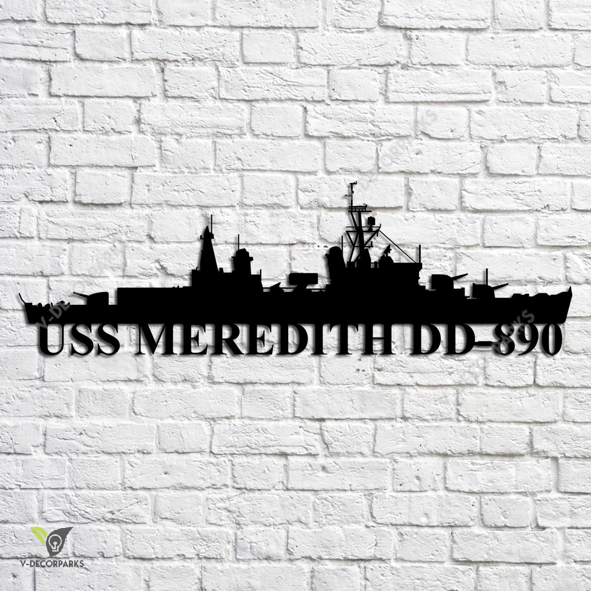 Uss Meredith Dd890 Navy Ship Metal Art, Navy Ships Silhouette Metal