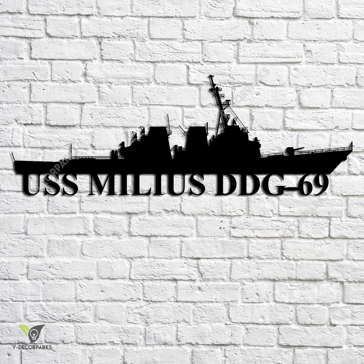 Uss Milius Ddg-69 Navy Ship Metal Art, Navy Ships Silhouette Metal Gift ...