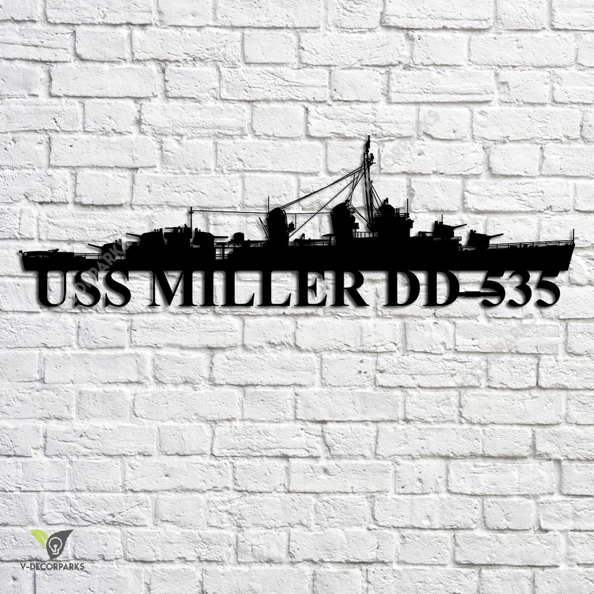 uss-miller-dd-535-navy-ship-metal-art-navy-ships-silhouette-metal-gift