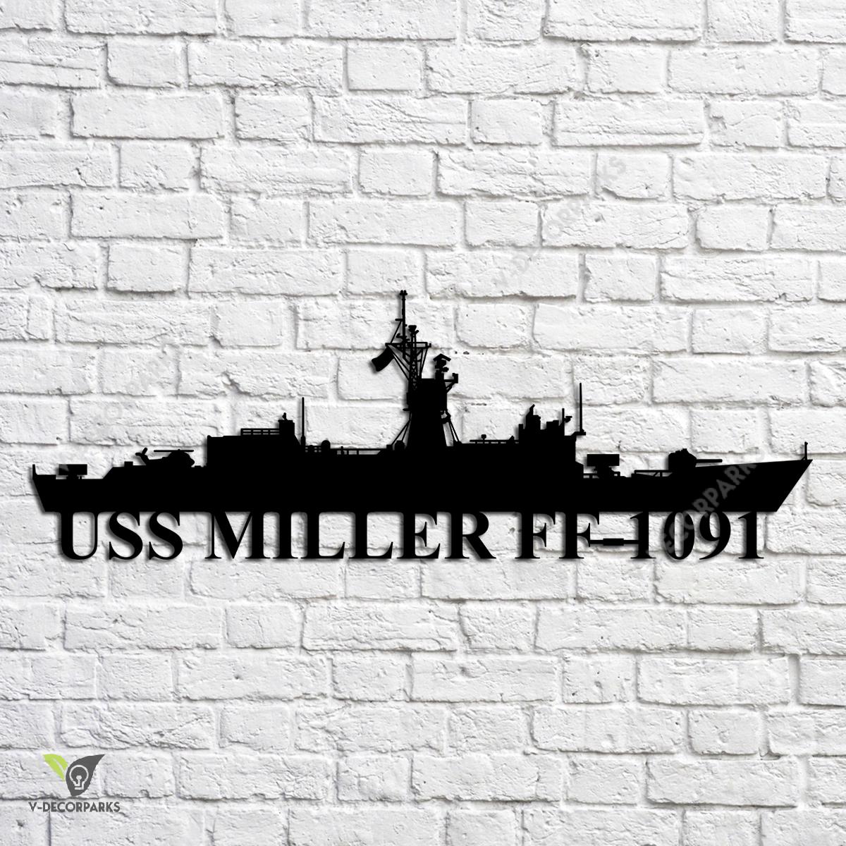 Uss Miller Ff-1091 Navy Ship Metal Art, Navy Ships Silhouette Metal ...